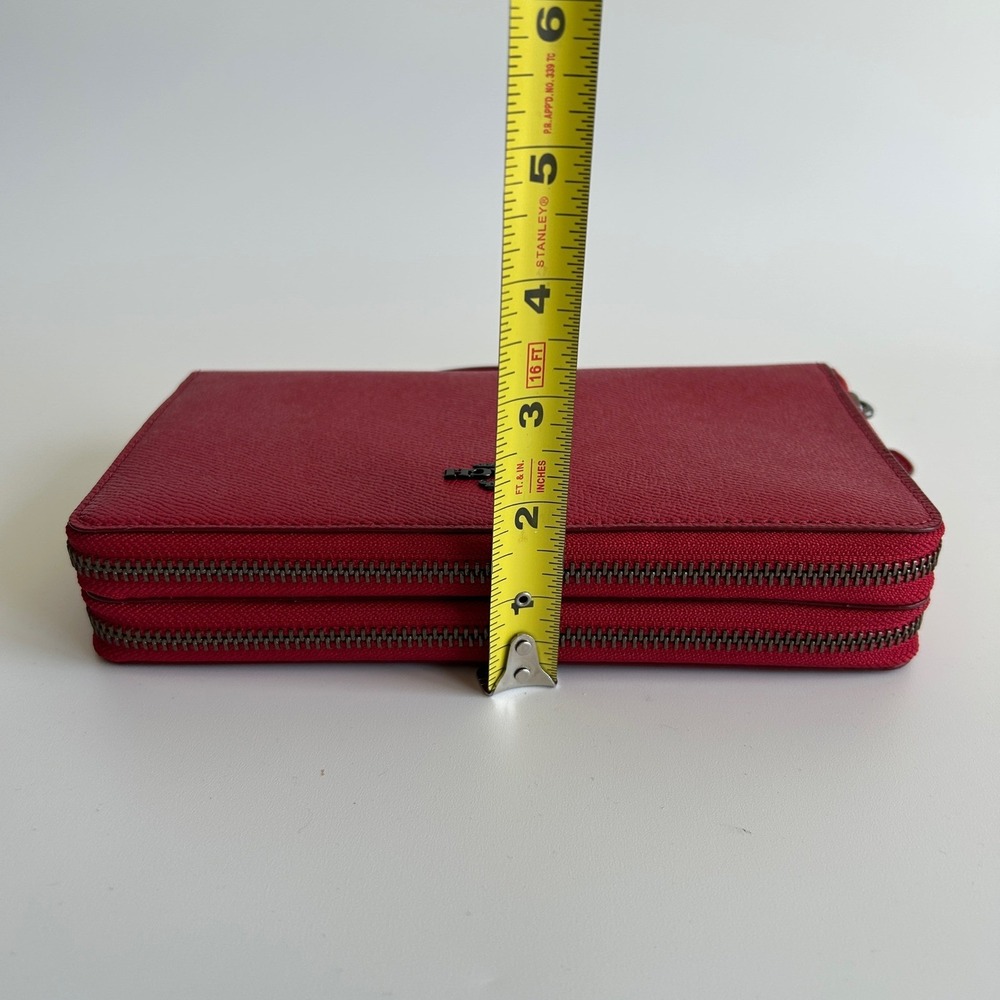 Coach Double Zip Travel Wallet Red Leather Organizer F23334 NEW - Picture 9 of 10